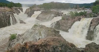 ஒகேனக்கல் காவிரி ஆற்றில் நீர்வரத்து கடும் சரிவு 